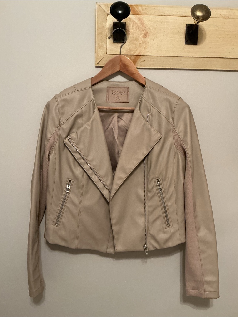 BlankNYC Faux Leather Asymmetrical Zip Moto Jacket